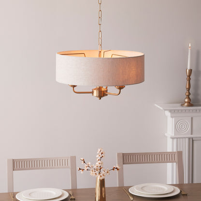 Highclere 3 Pendant Vintage Brass – Natural