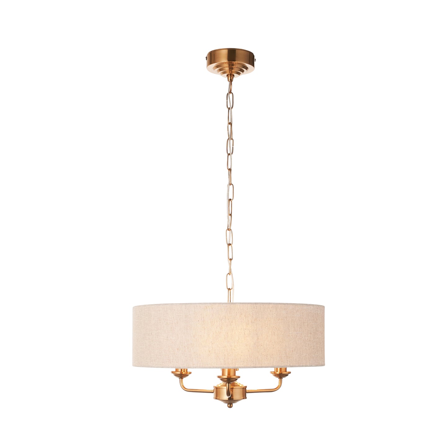 Highclere 3 Pendant Vintage Brass – Natural