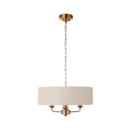Highclere 3 Pendant Vintage Brass – Natural