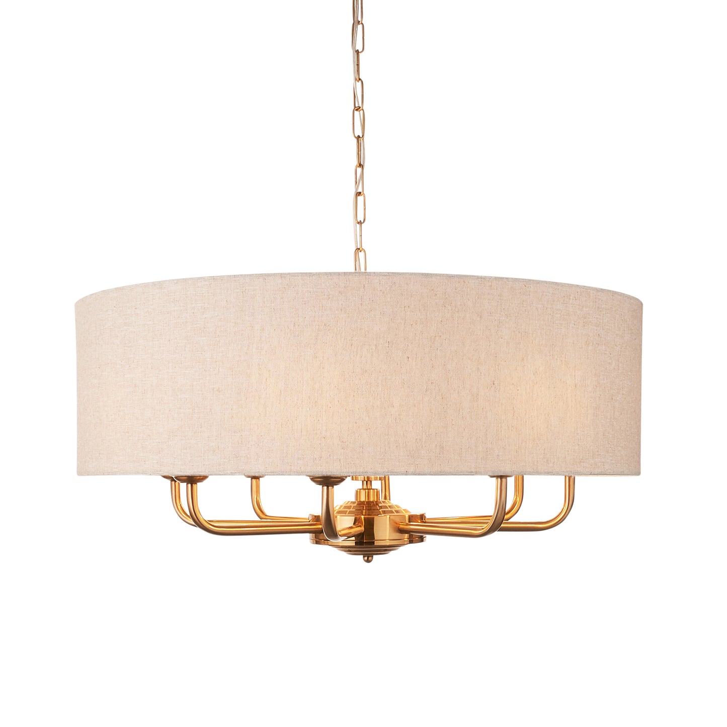 Highclere 8 Pendant Light Vintage Brass – Natural