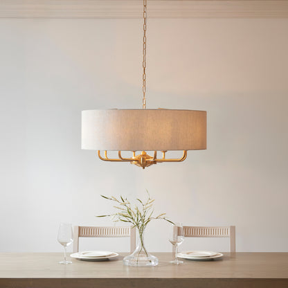 Highclere 8 Pendant Light Vintage Brass – Natural