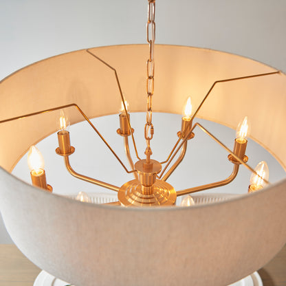 Highclere 8 Pendant Light Vintage Brass – Natural