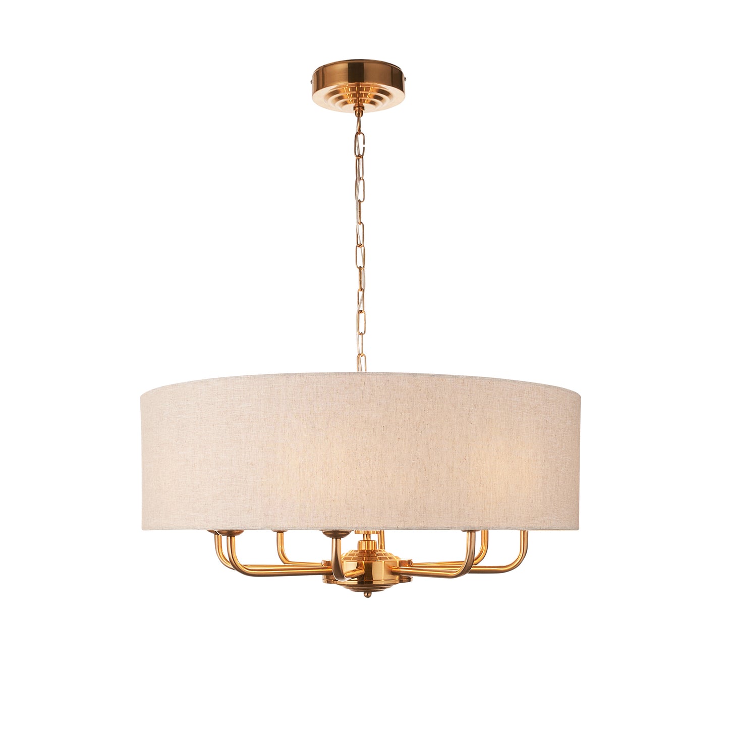 Highclere 8 Pendant Light Vintage Brass – Natural