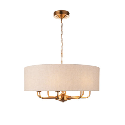 Highclere 8 Pendant Light Vintage Brass – Natural