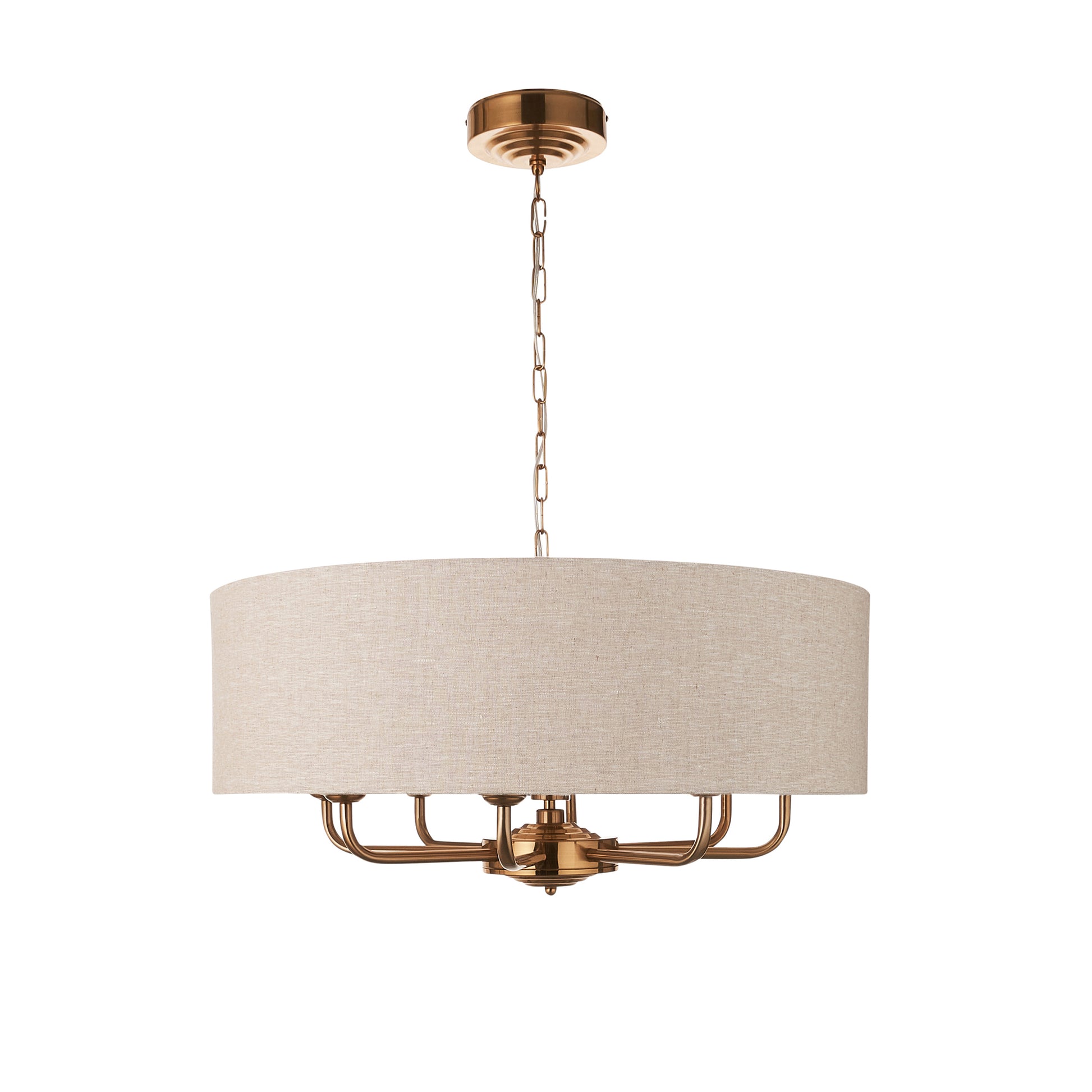 Highclere 8 Pendant Light Vintage Brass – Natural