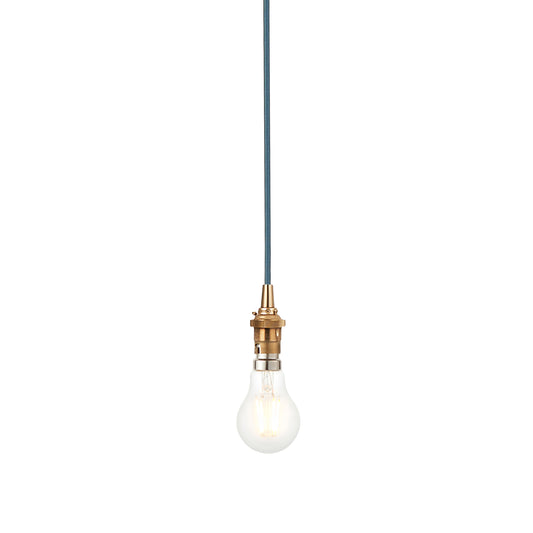 Eltham 1 Pendant Brushed Aged Brass Blue Flex – Brass