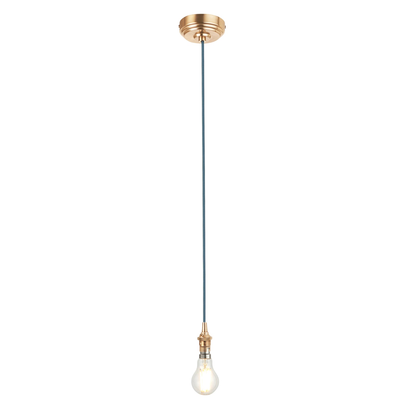 Eltham 1 Pendant Brushed Aged Brass Blue Flex – Brass