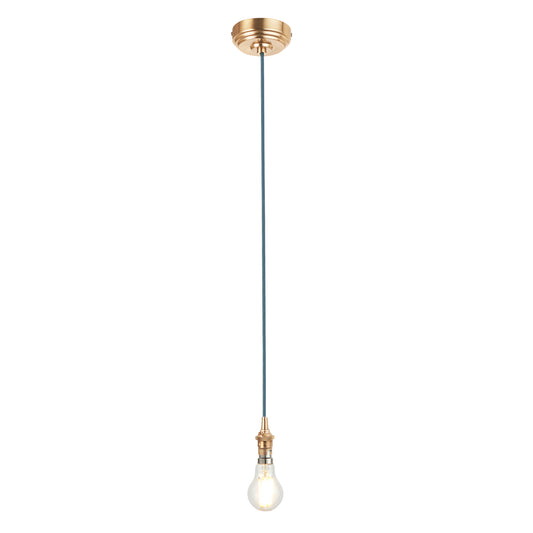 Eltham 1 Pendant Brushed Aged Brass Blue Flex – Brass