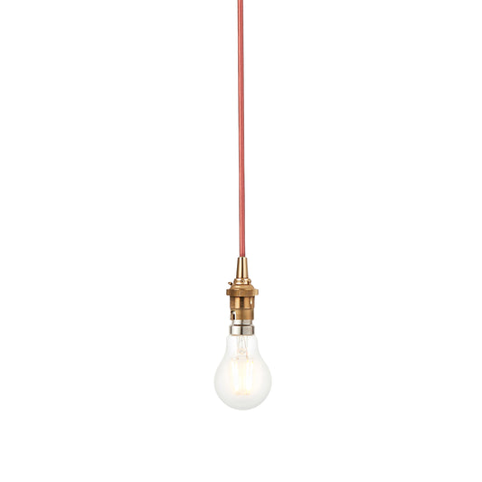 Eltham 1 Pendant Brushed Aged Brass Red Flex – Brass