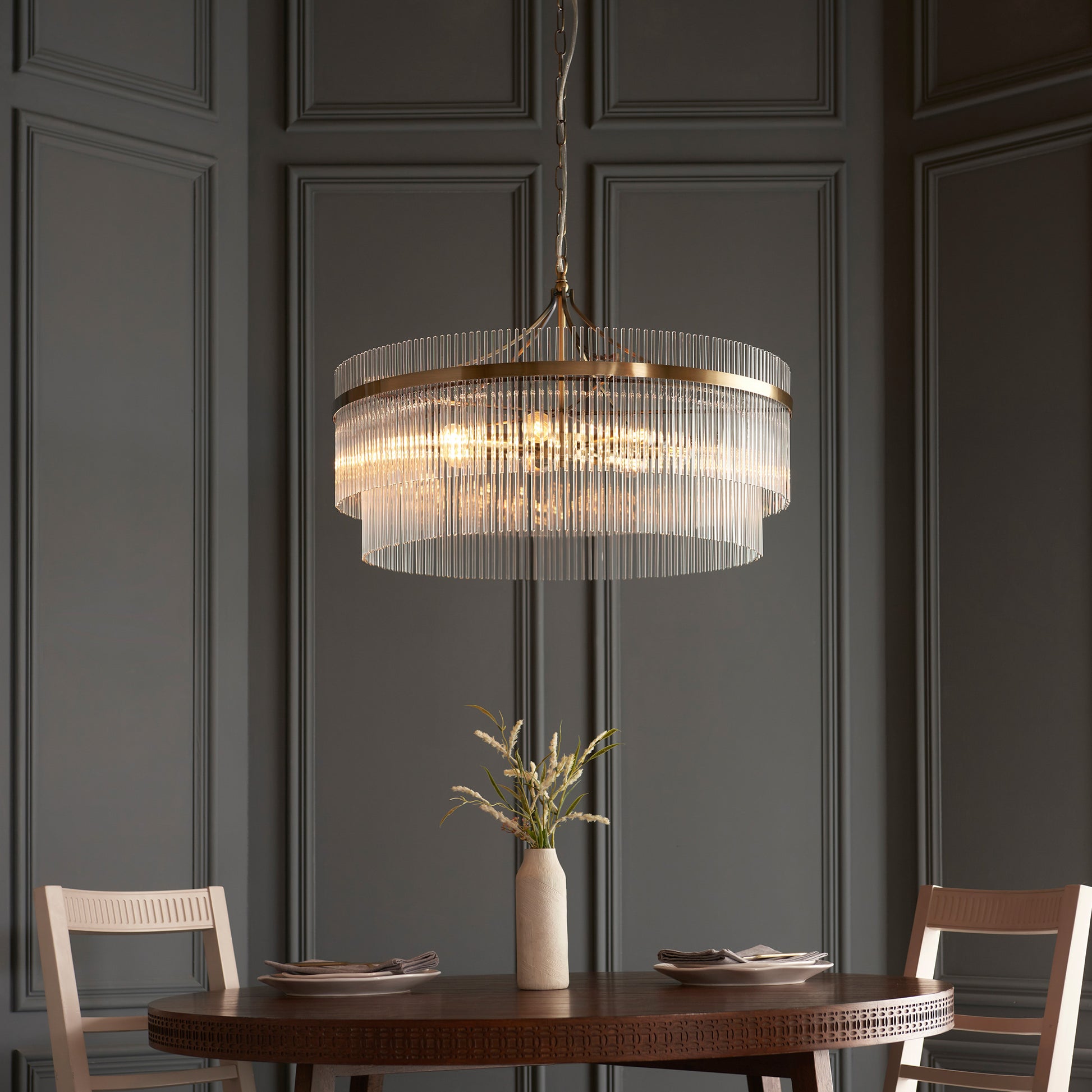 Marietta Grand 7 Pendant Light Antique Brass – Brass