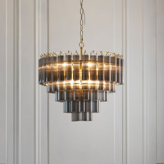 Toulouse 12 Pendant Light Smokey Grey Lustre glass – Grey