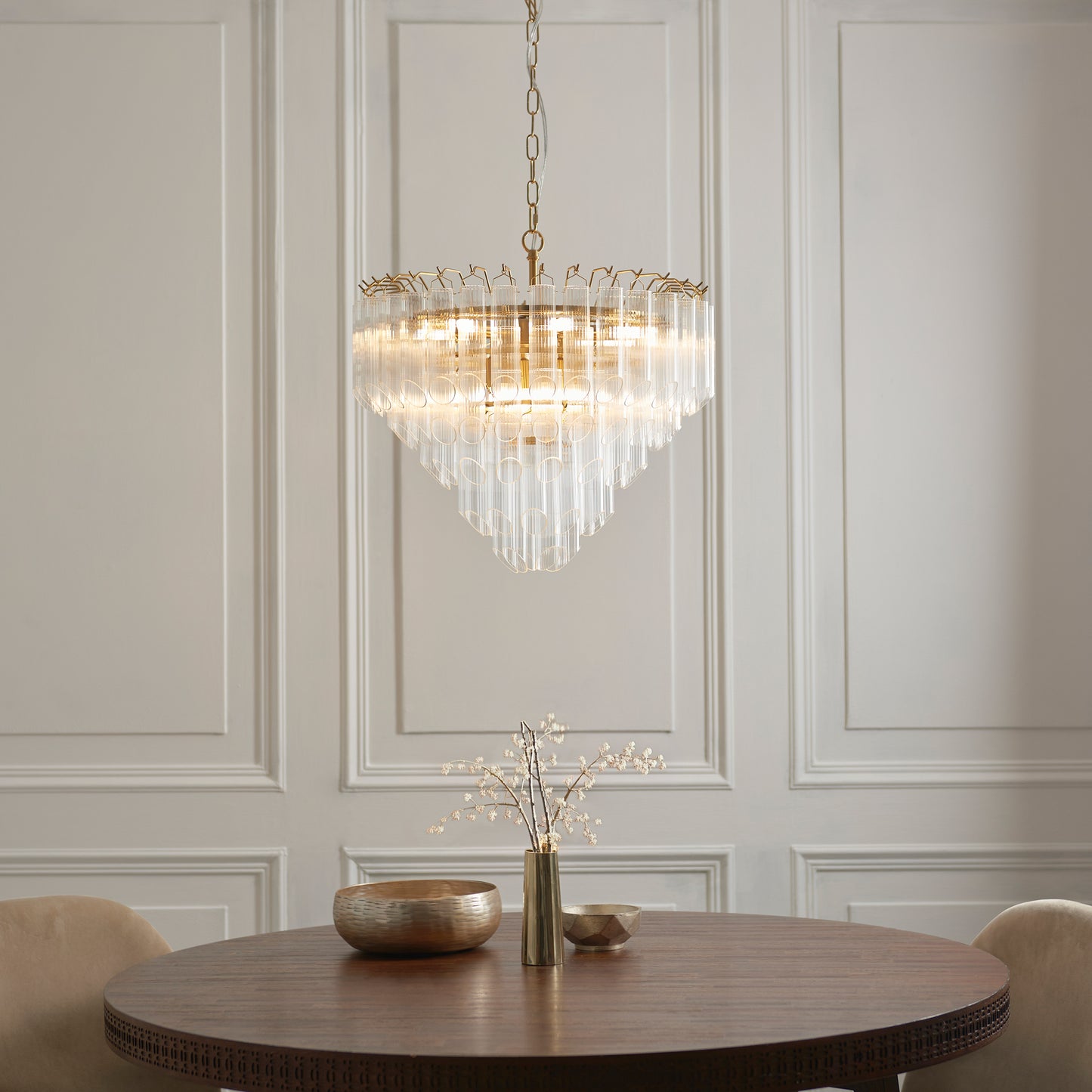 Toulouse 12 Pendant Light Clear Ribbed Glass – Clear