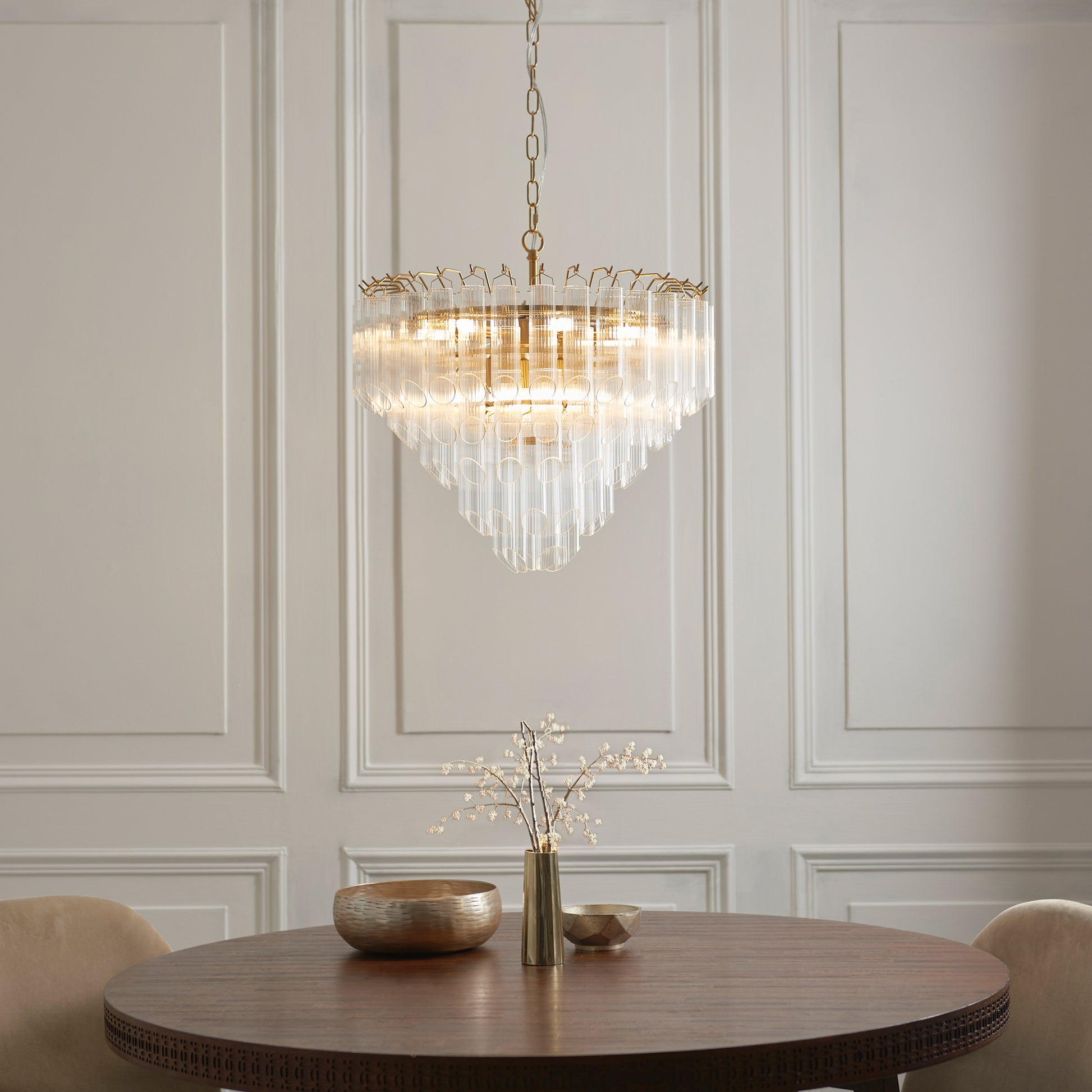 Toulouse 12 Pendant Light Clear Ribbed Glass – Clear