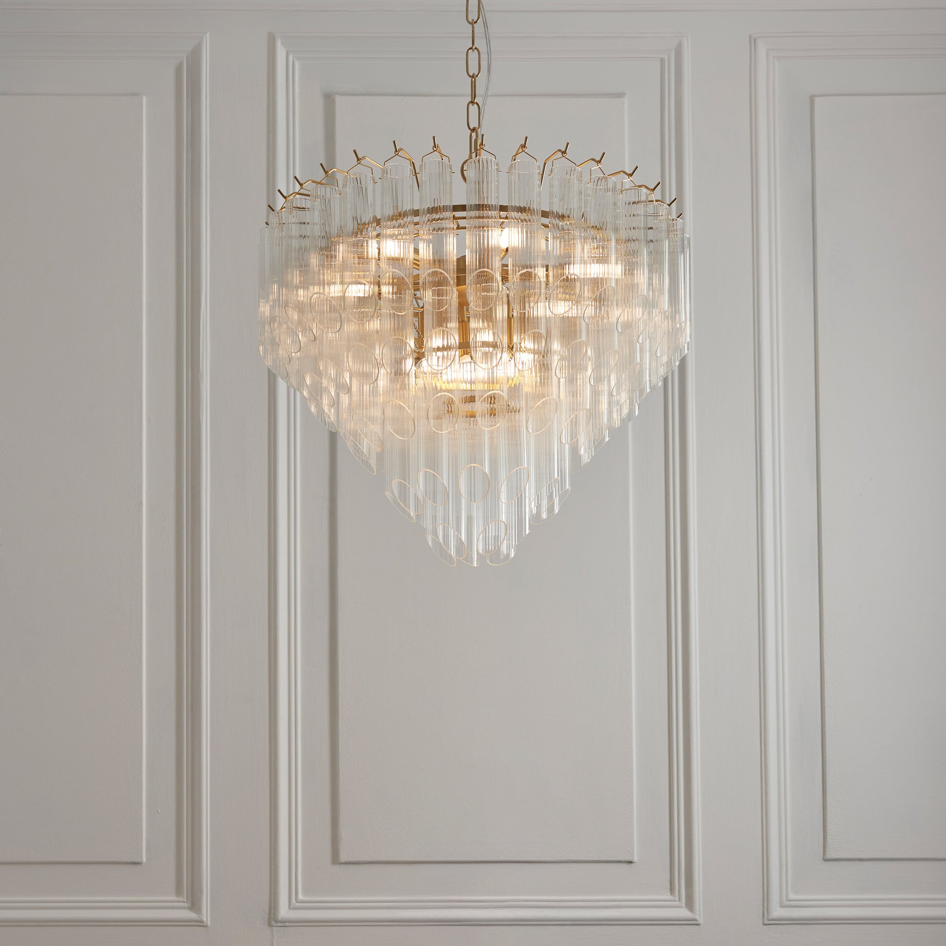 Toulouse 12 Pendant Light Clear Ribbed Glass – Clear