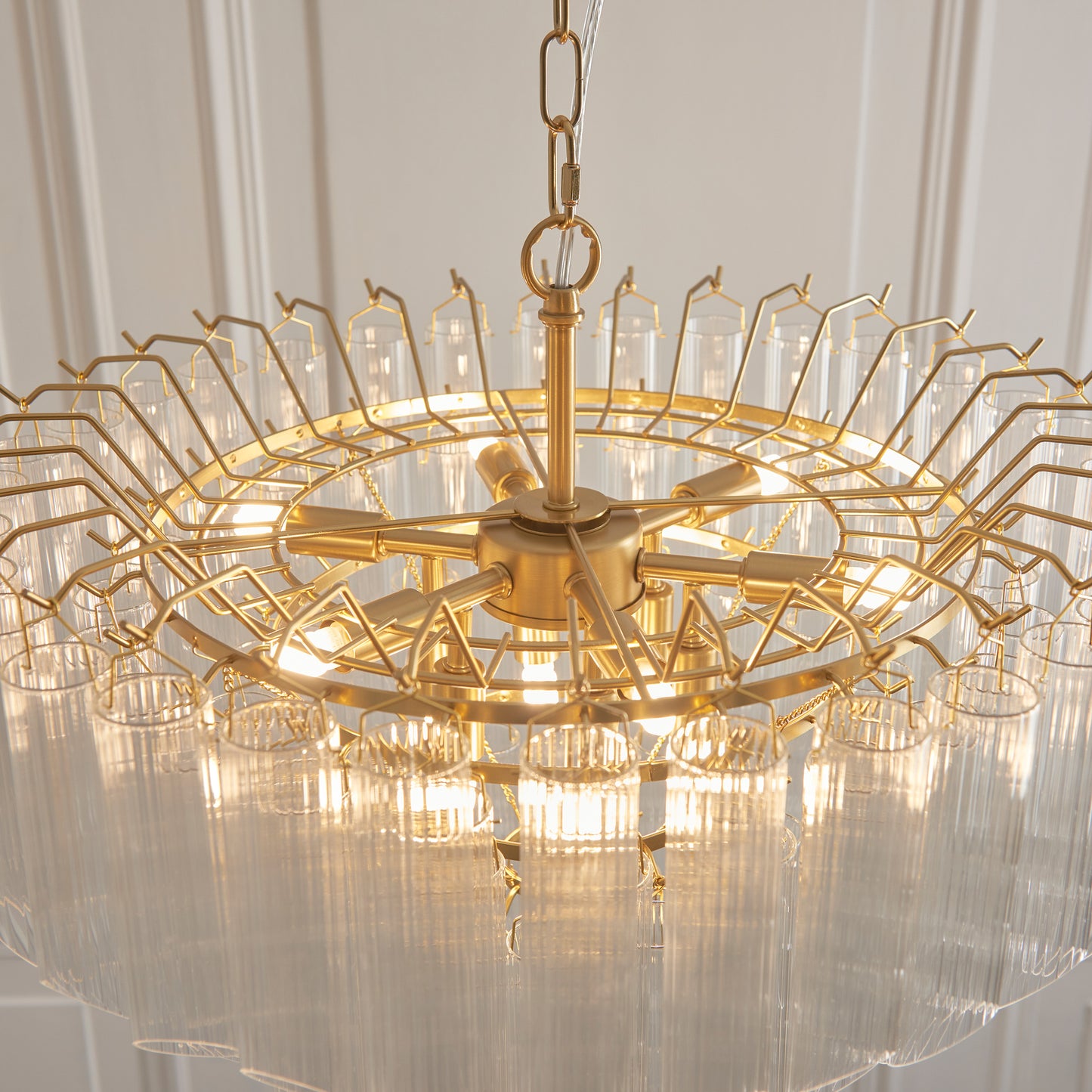 Toulouse 12 Pendant Light Clear Ribbed Glass – Clear