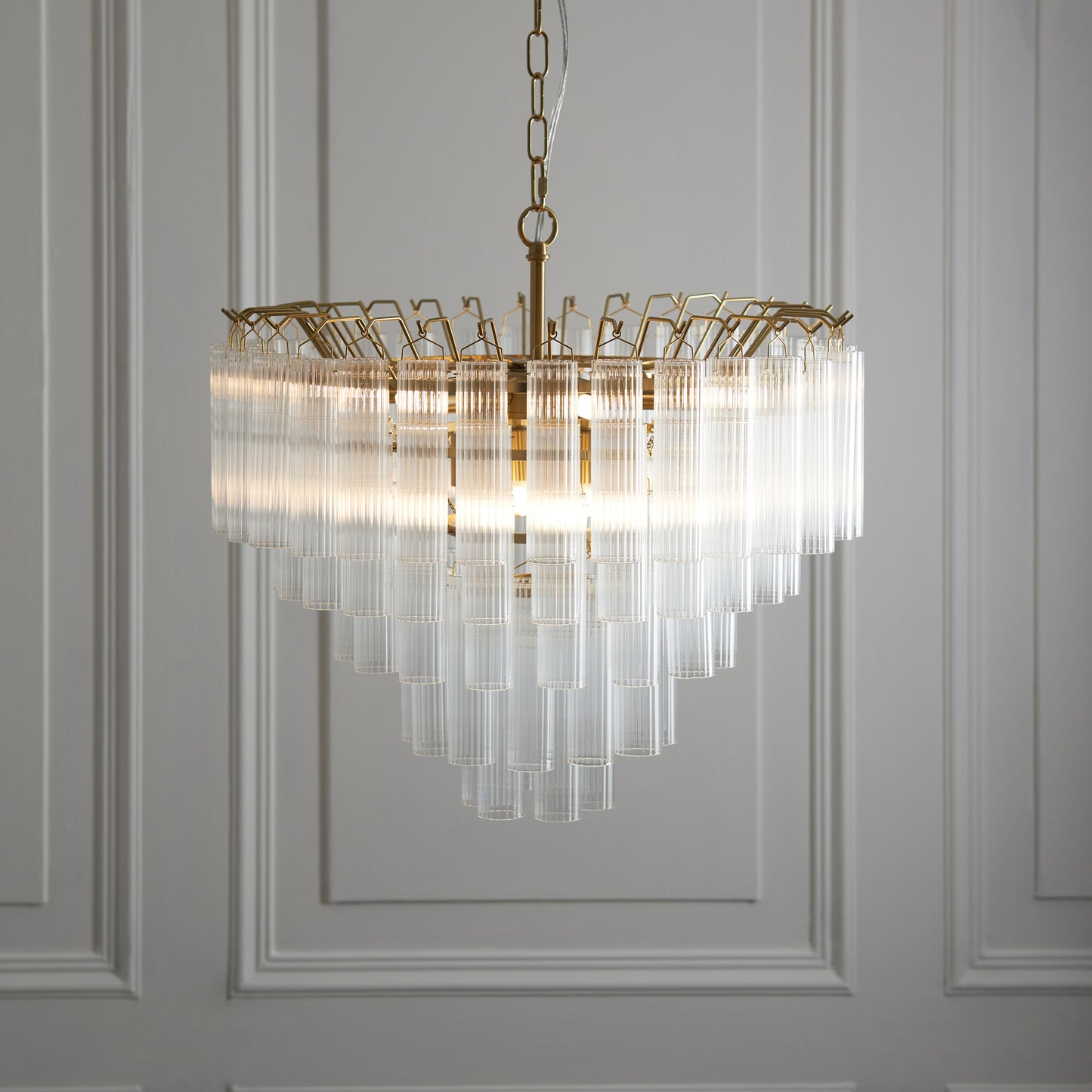 Toulouse 12 Pendant Light Clear Ribbed Glass – Clear