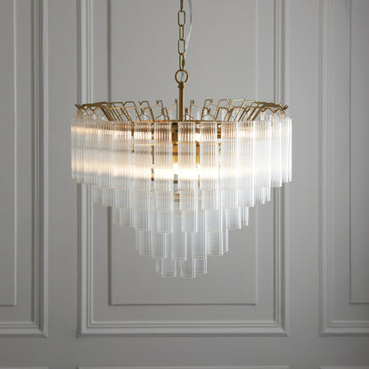 Toulouse 12 Pendant Light Clear Ribbed Glass – Clear