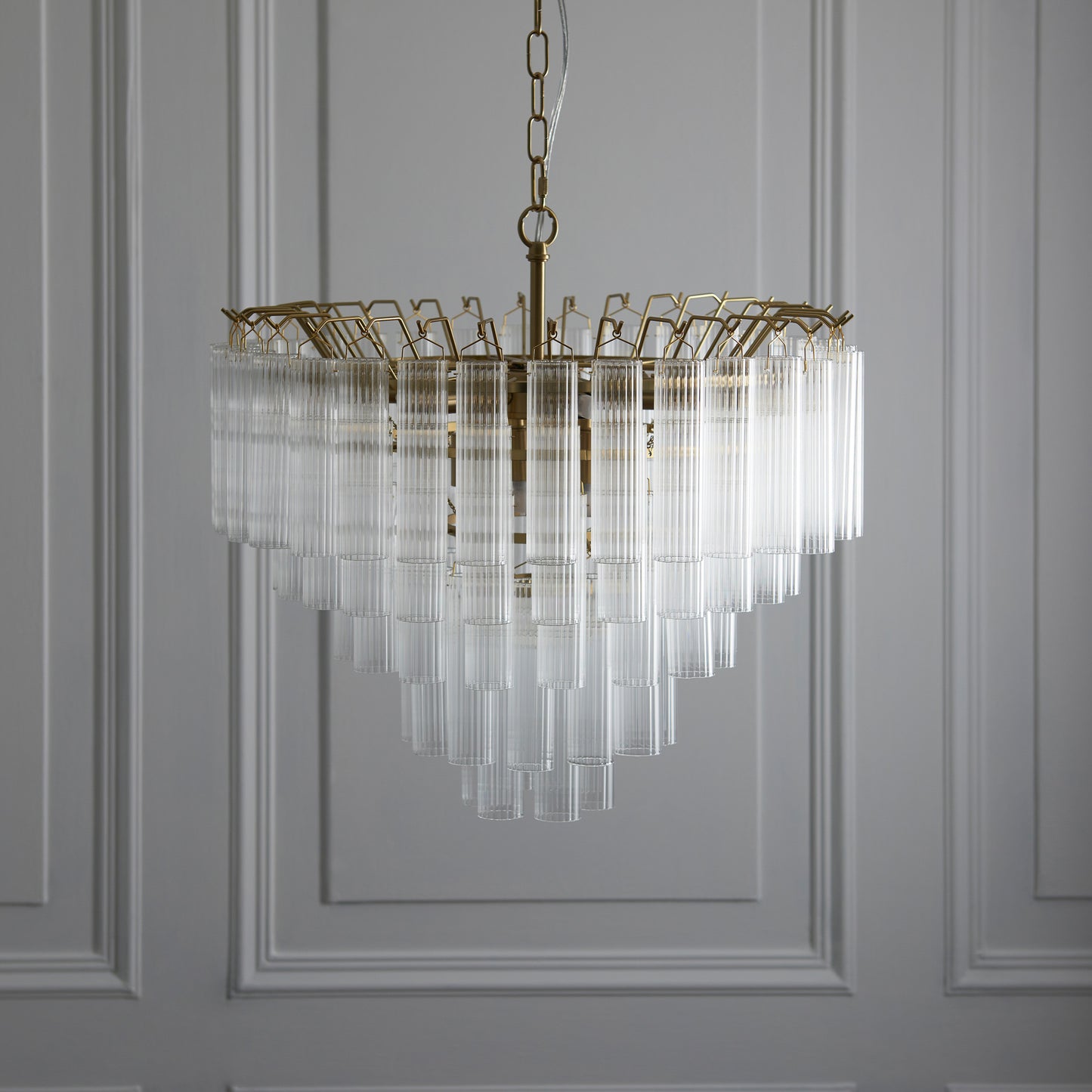 Toulouse 12 Pendant Light Clear Ribbed Glass – Clear