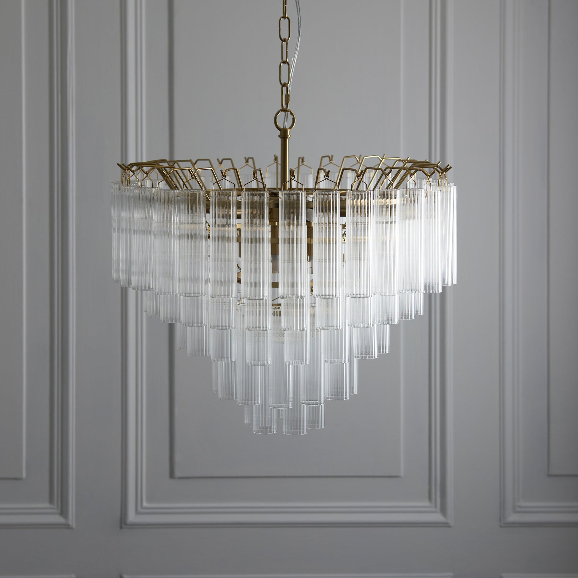 Toulouse 12 Pendant Light Clear Ribbed Glass – Clear