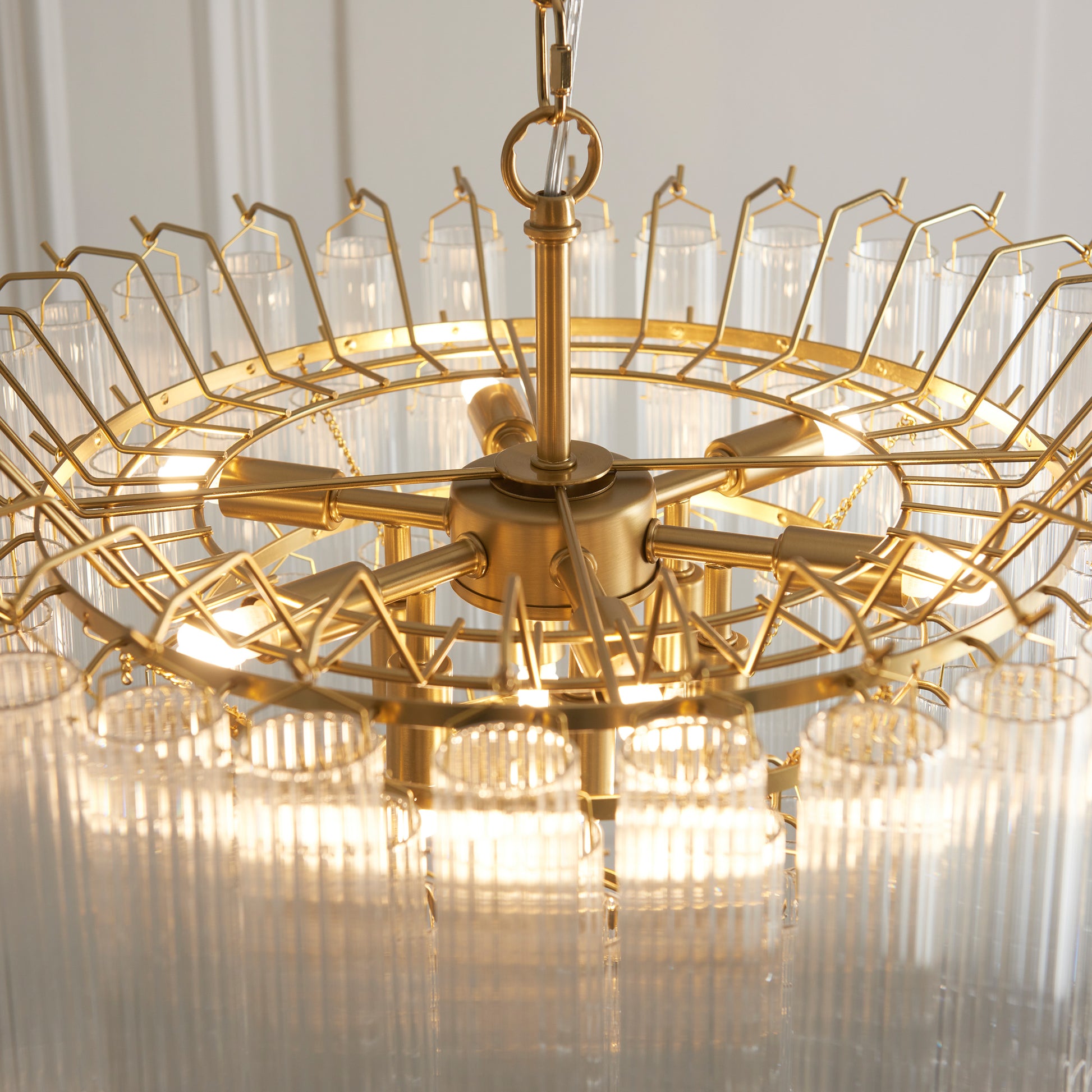 Toulouse 12 Pendant Light Clear Ribbed Glass – Clear