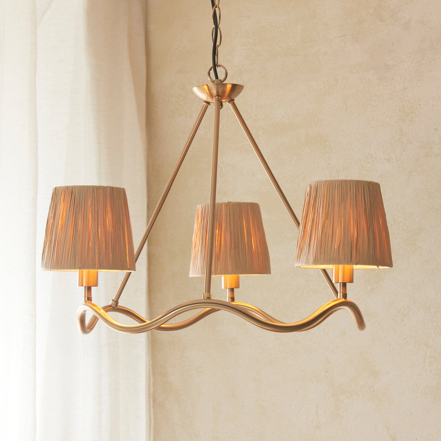 Wriggle 3 Pendant Light Brushed Aged Brass – Natural