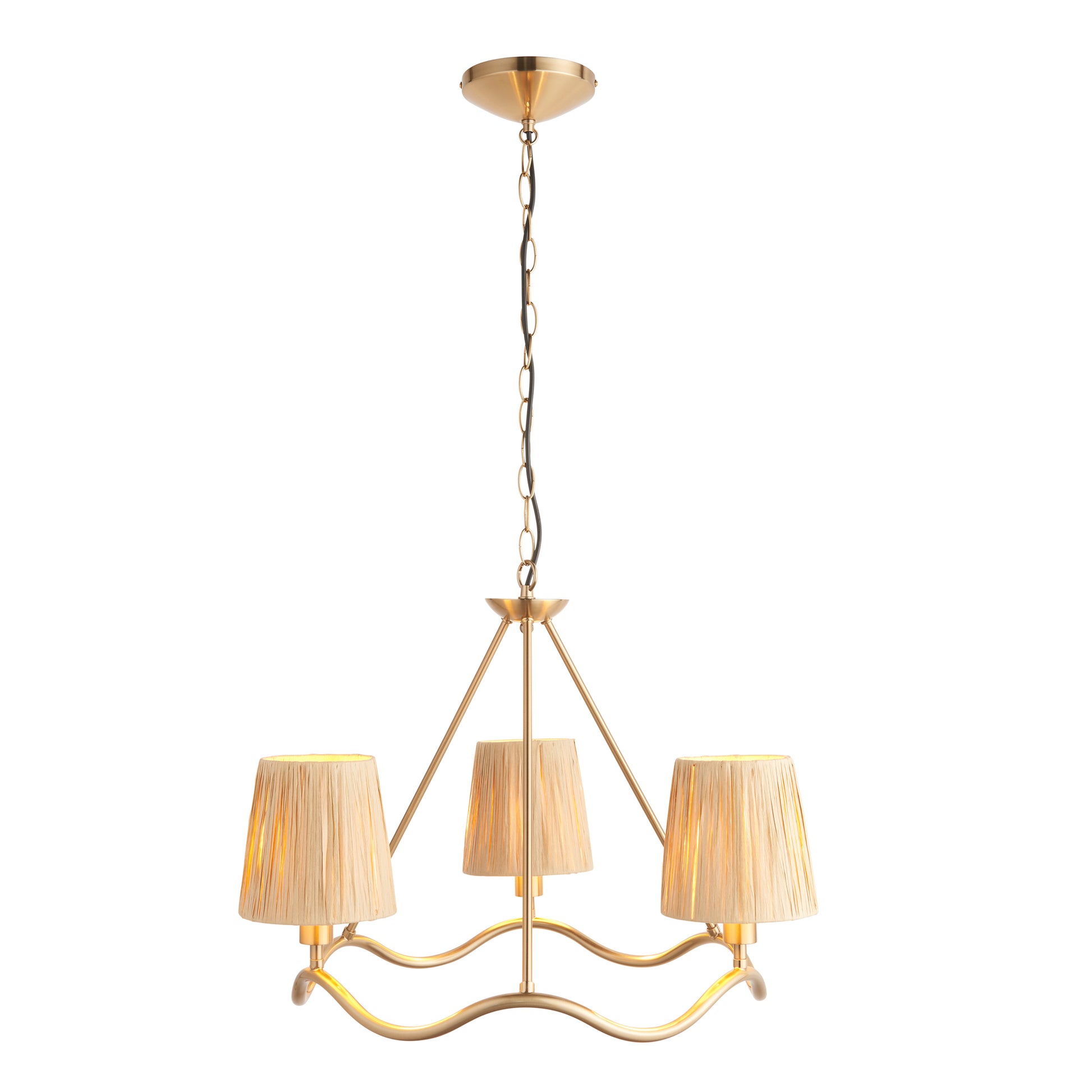 Wriggle 3 Pendant Light Brushed Aged Brass – Natural