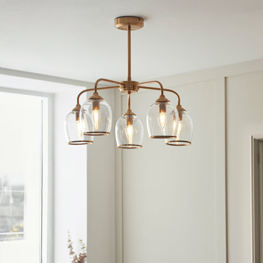 Ashcroft 5 Pendant Light Brushed Aged Brass – Brass