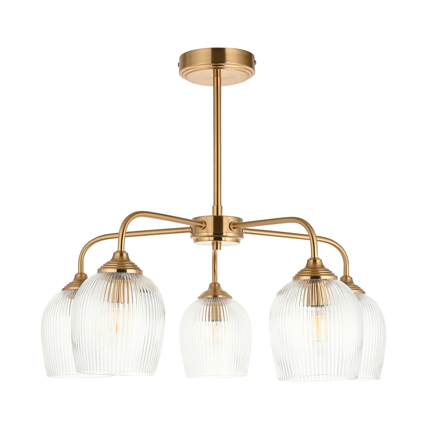 Ashcroft Ribbed 5 Pendant Light Brushed Aged Brass – Brass