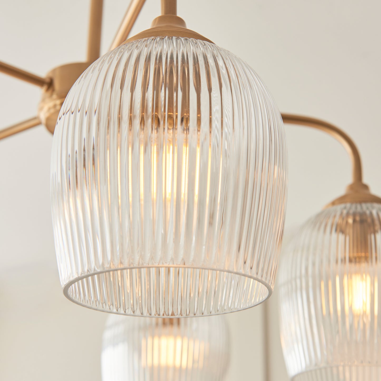Ashcroft Ribbed 5 Pendant Light Brushed Aged Brass – Brass