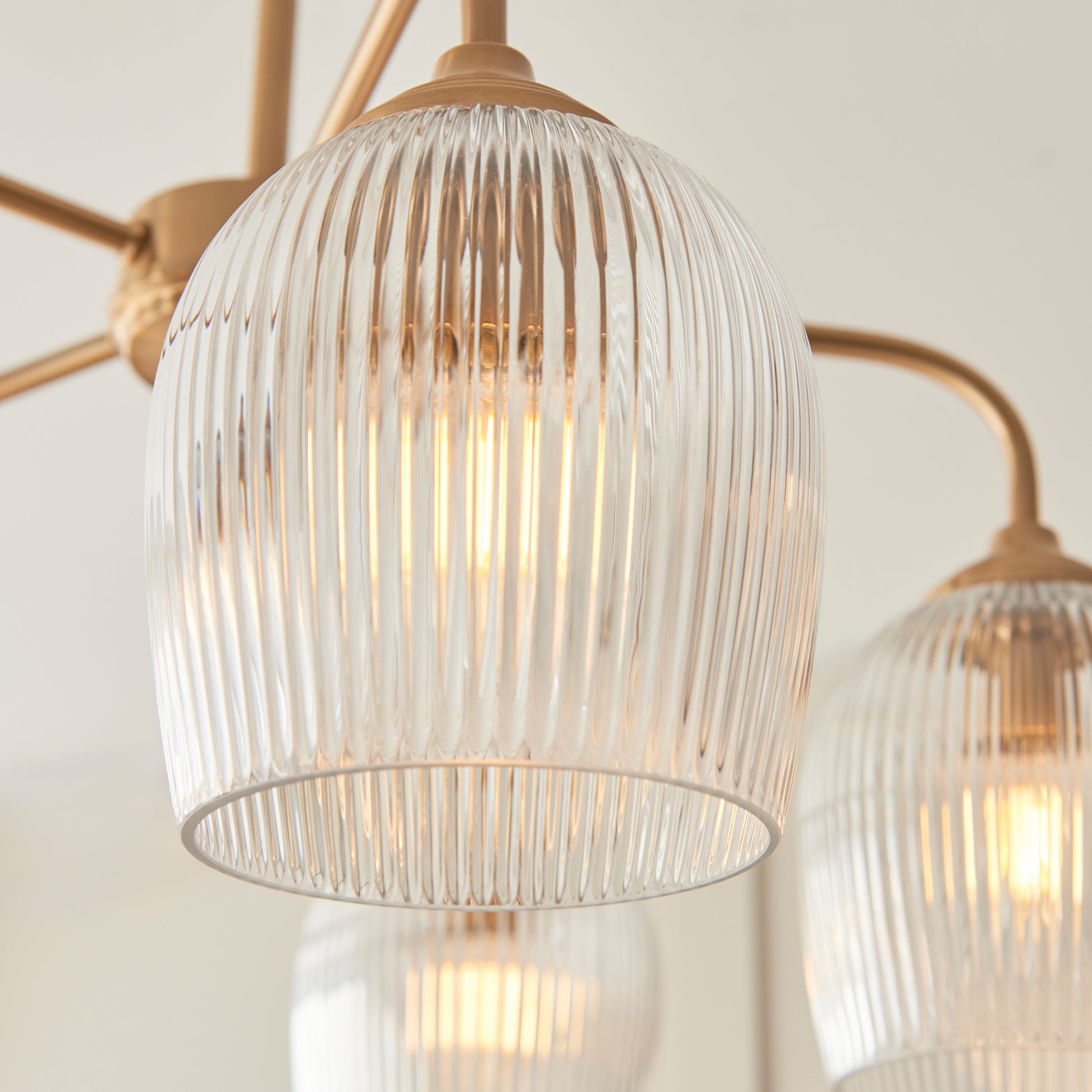 Ashcroft Ribbed 5 Pendant Light Brushed Aged Brass – Brass