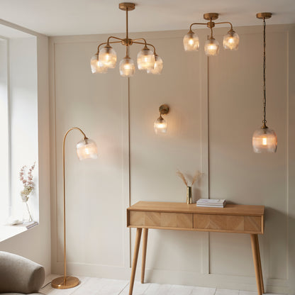 Ashcroft Ribbed 5 Pendant Light Brushed Aged Brass – Brass