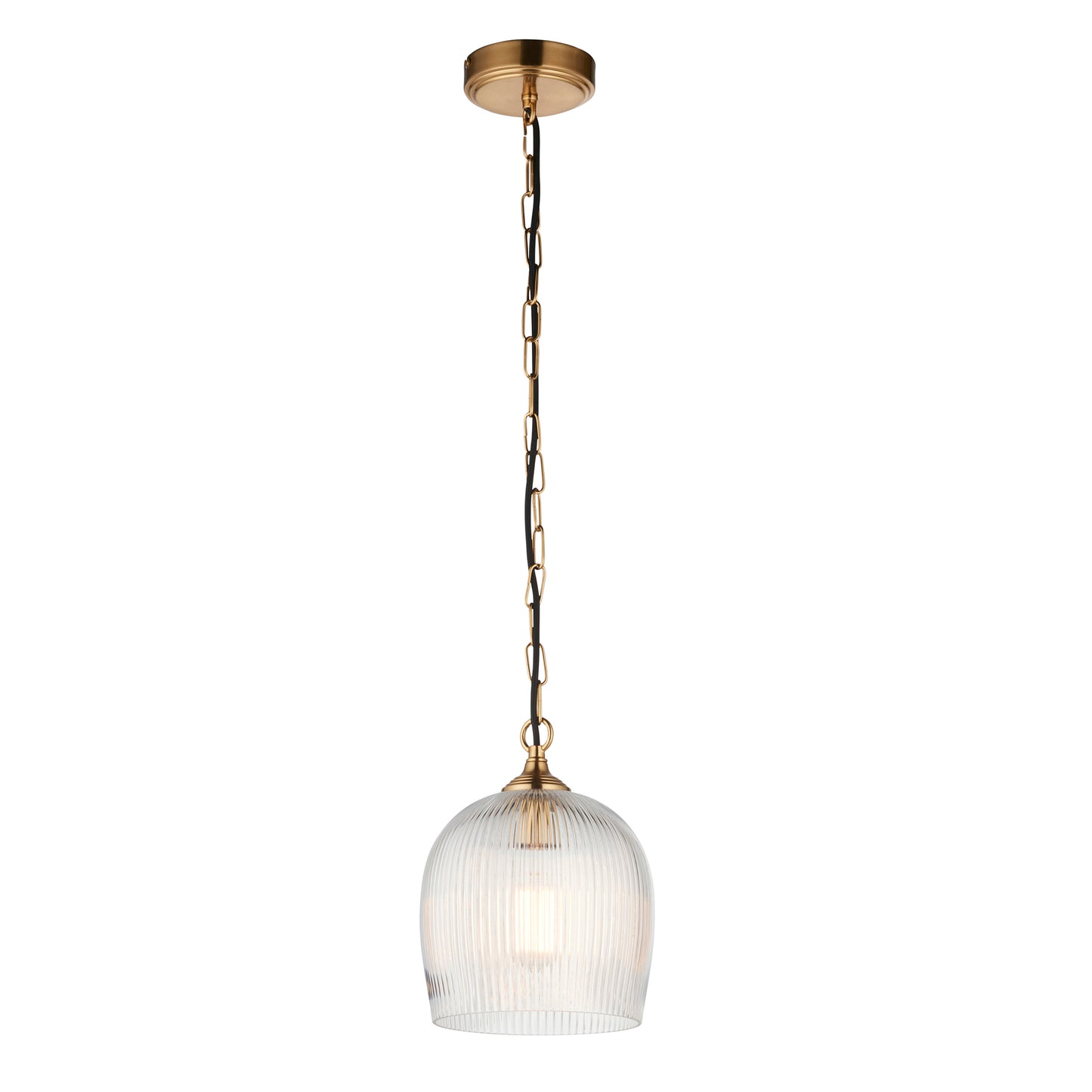 Ashcroft Ribbed 1 Pendant Light Brushed Aged Brass – Brass