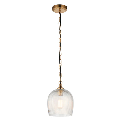 Ashcroft Ribbed 1 Pendant Light Brushed Aged Brass – Brass
