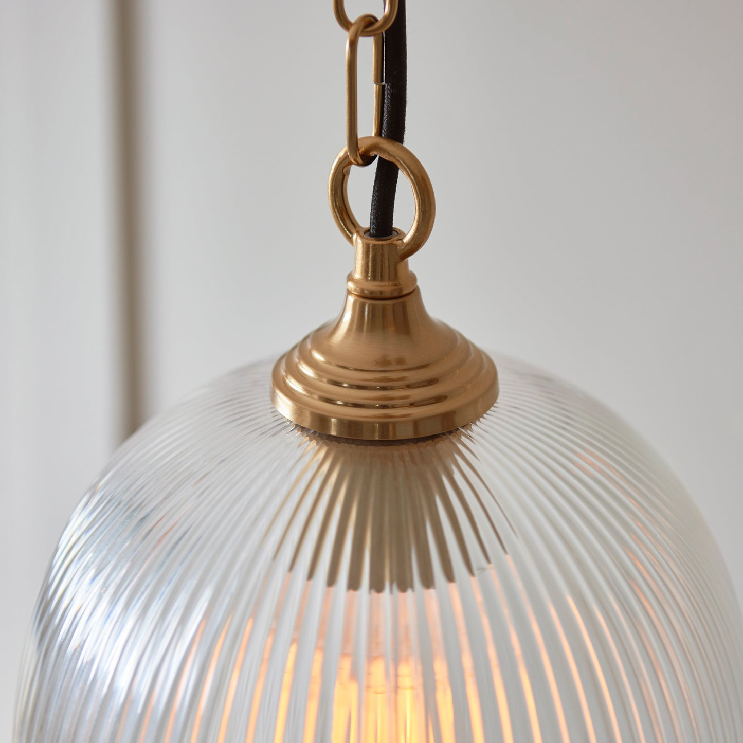 Ashcroft Ribbed 1 Pendant Light Brushed Aged Brass – Brass