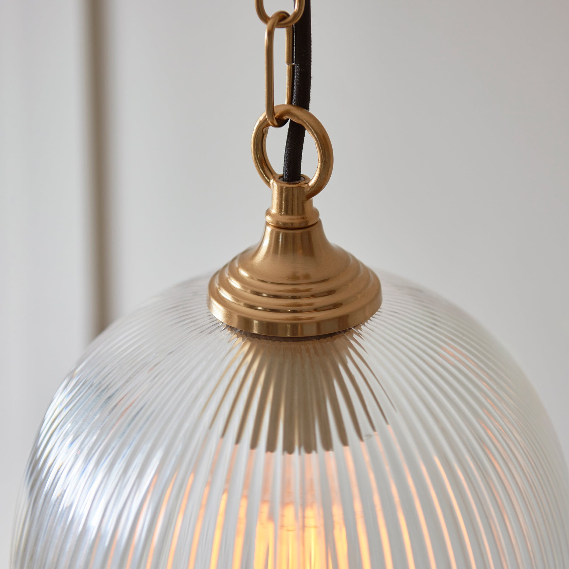 Ashcroft Ribbed 1 Pendant Light Brushed Aged Brass – Brass