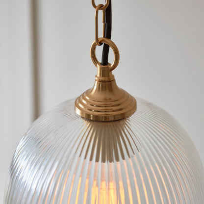 Ashcroft Ribbed 1 Pendant Light Brushed Aged Brass – Brass