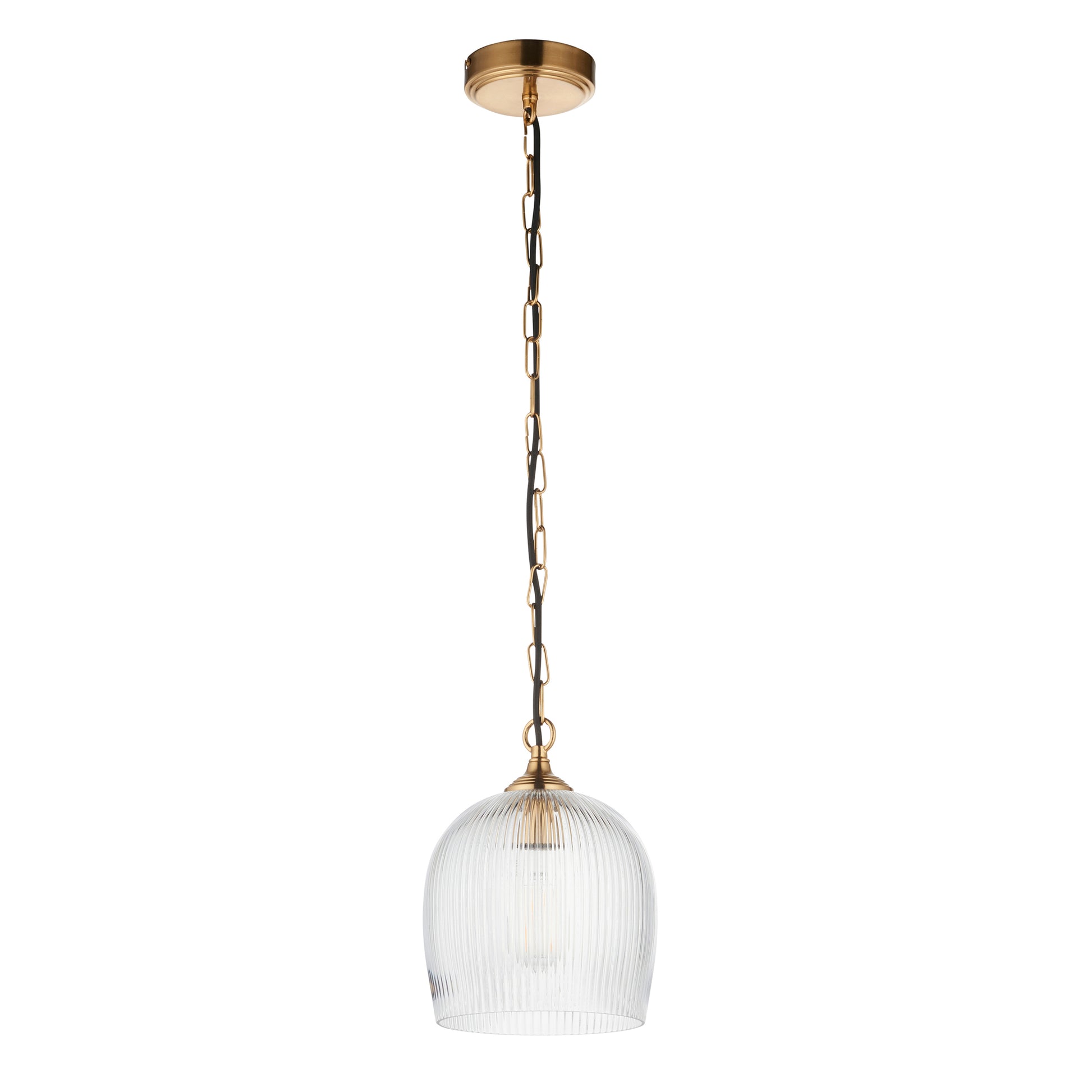 Ashcroft Ribbed 1 Pendant Light Brushed Aged Brass – Brass