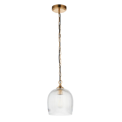 Ashcroft Ribbed 1 Pendant Light Brushed Aged Brass – Brass