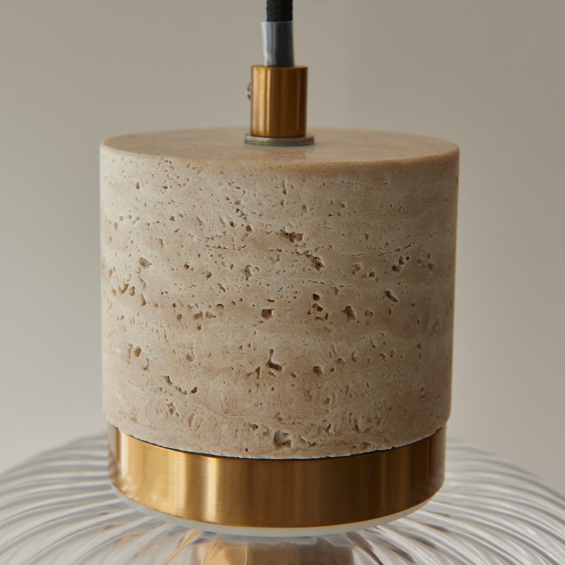 Travi Ribbed 1 Pendant Light Natural Travertine – Natural