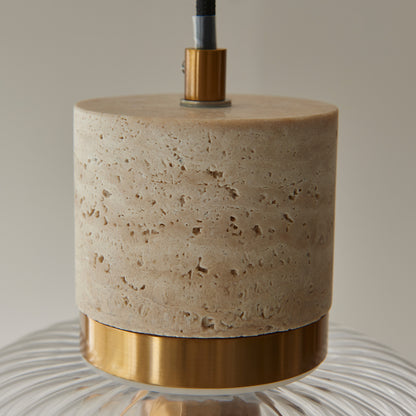 Travi Ribbed 1 Pendant Light Natural Travertine – Natural