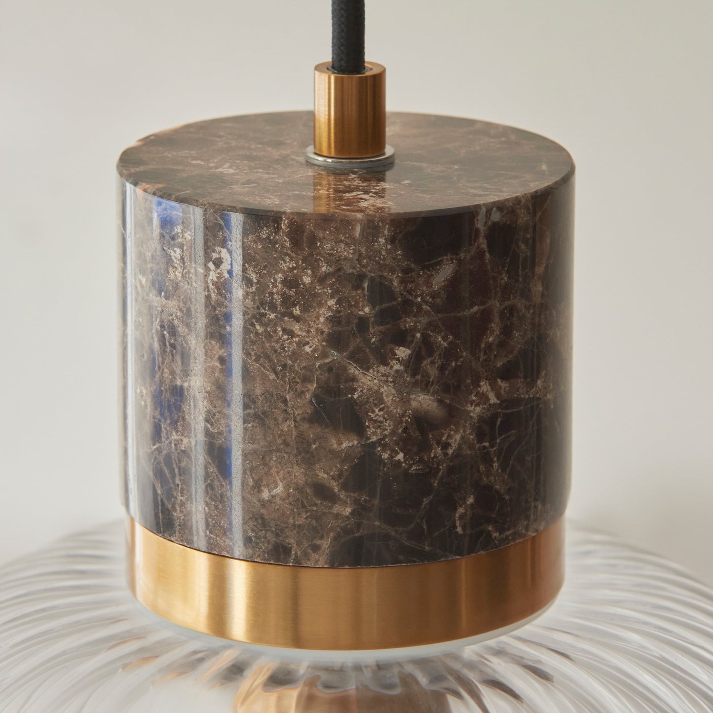 Travi Ribbed 1 Pendant Light Brown Emperador Mrble – Brown