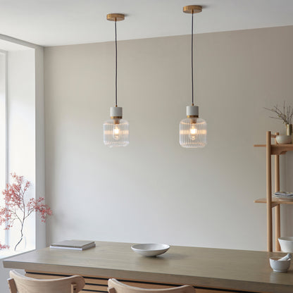 Travi Ribbed 1 Pendant Light White Volakas Marble – White