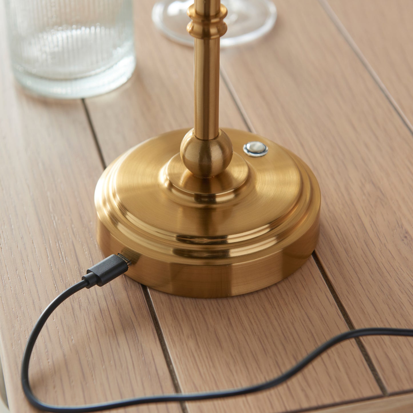 Burley Rechargeable Table Lamp Base Aged Brass – Brass