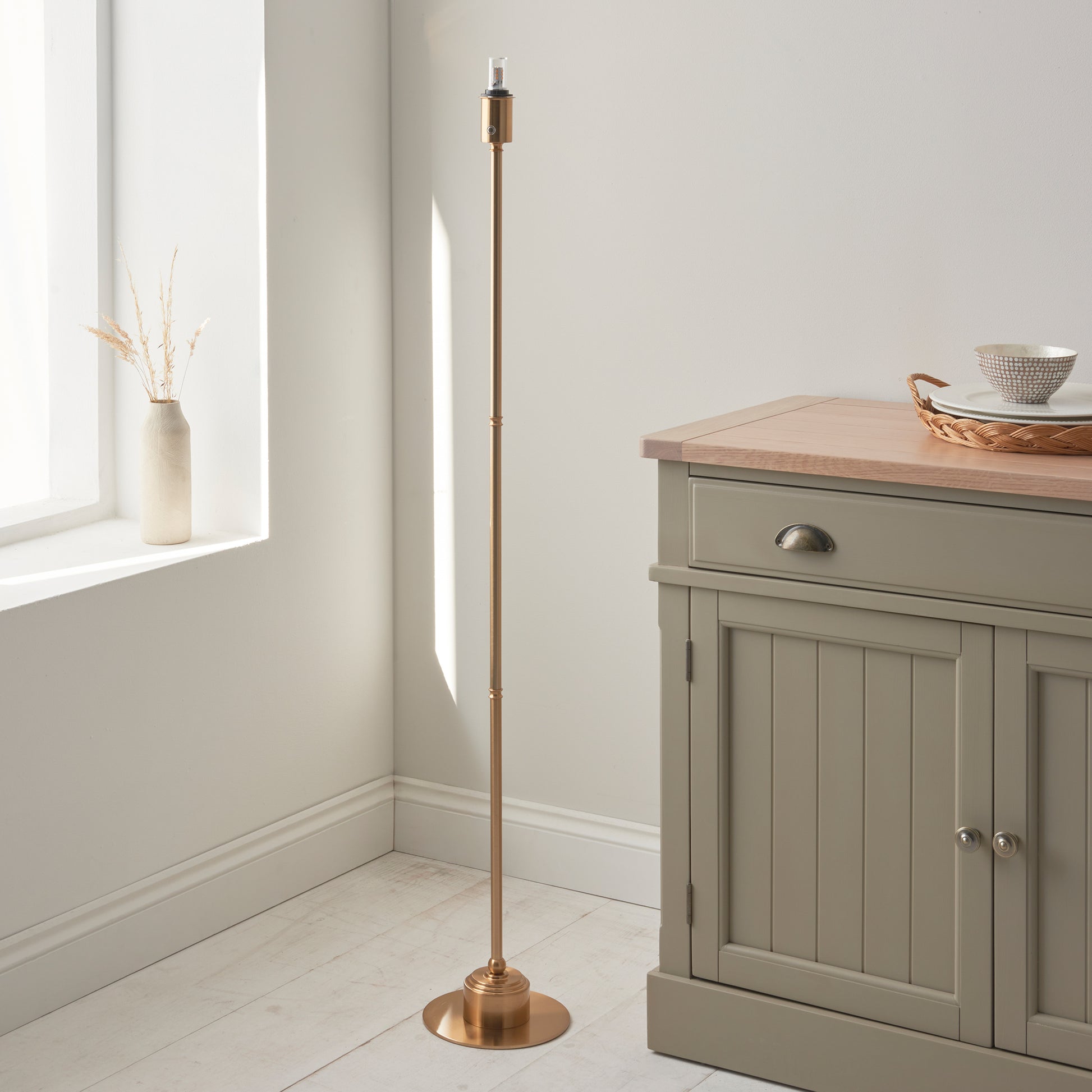 Burley Rechargeable Floor Lamp Base Aged Brass – Brass