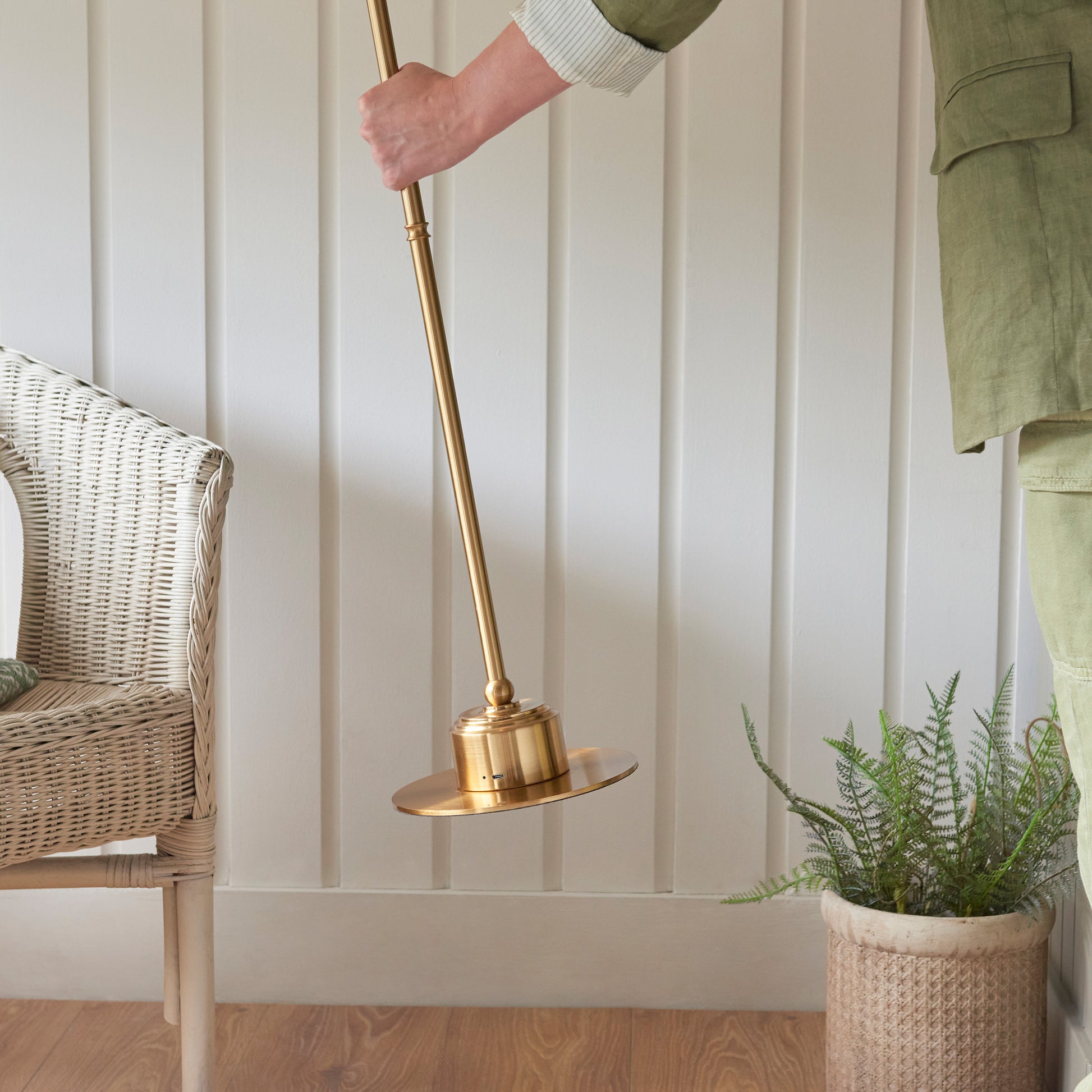 Burley Rechargeable Floor Lamp Base Aged Brass – Brass