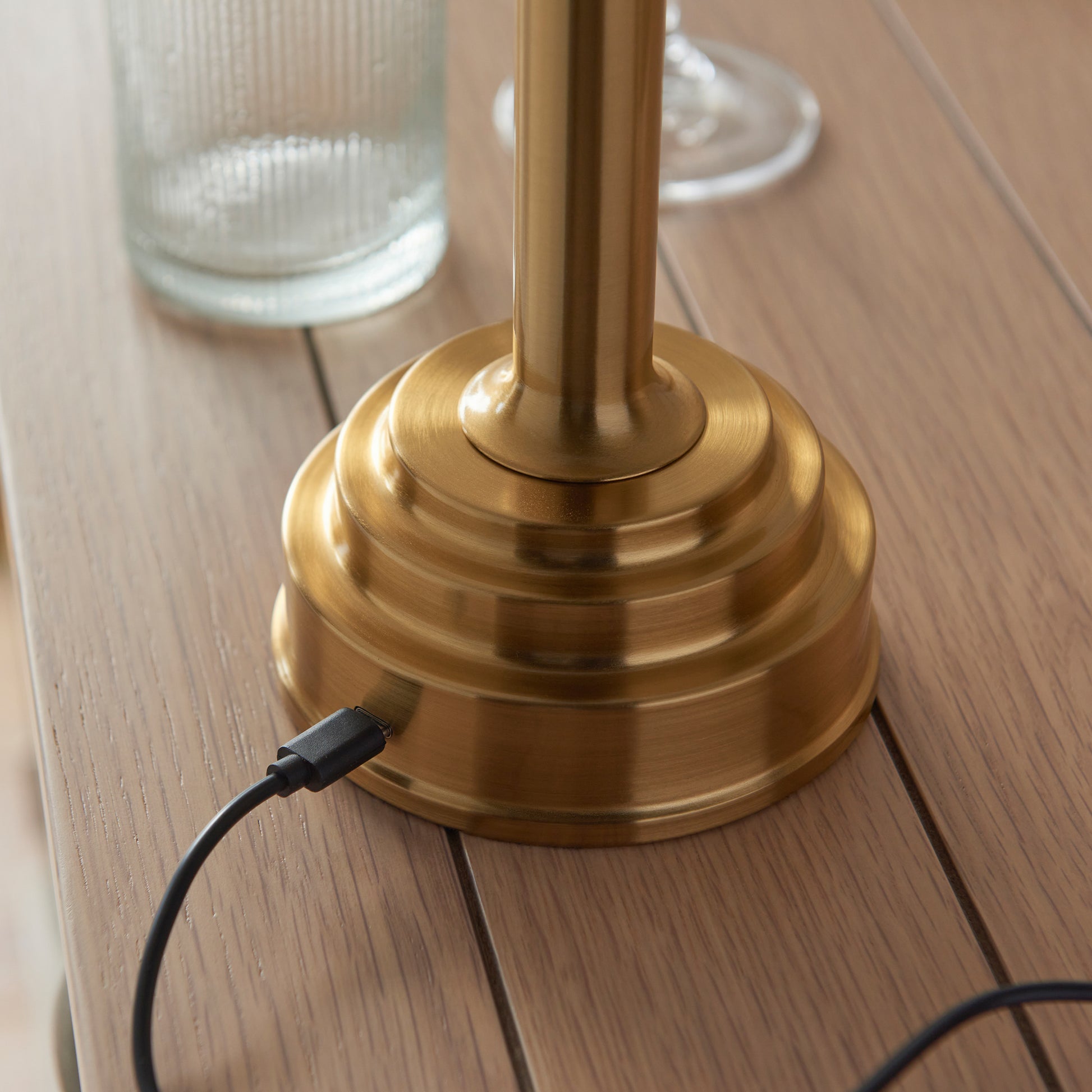 Upton Rechargeable Table Lamp Base Brushed Brass – Brass