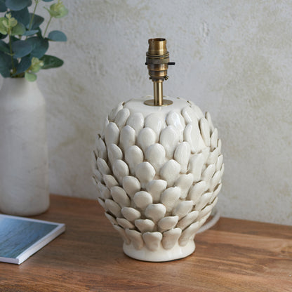 Layered Leaf Table Lamp Base Ivory Crackle Small – Cream