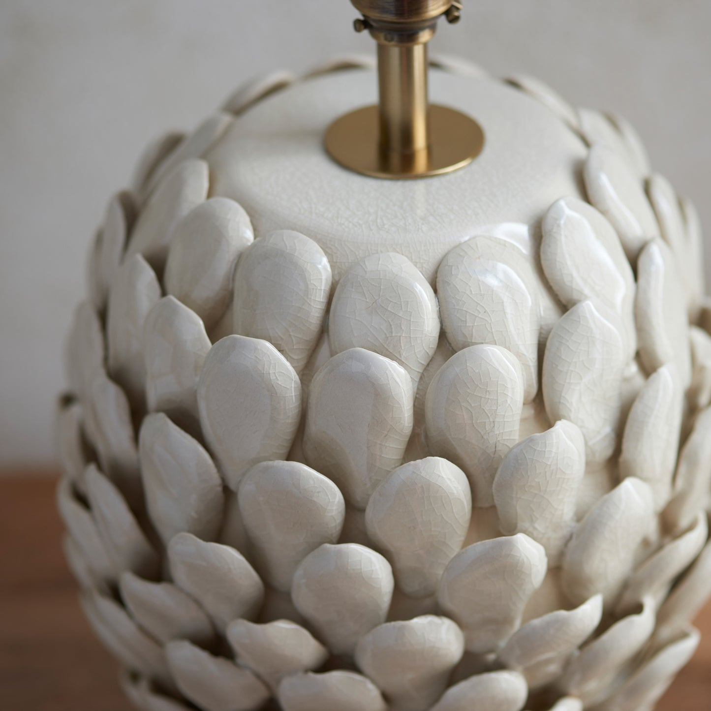 Layered Leaf Table Lamp Base Ivory Crackle Small – Cream