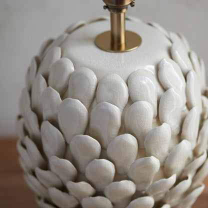 Layered Leaf Table Lamp Base Ivory Crackle Small – Cream