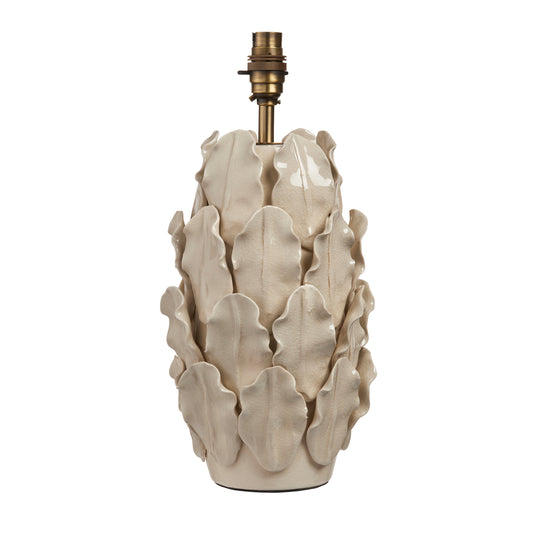 Layered Leaf Table Lamp Base Ivory Crackle Large – Cream